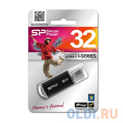 Внешний накопитель 32GB USB Drive <USB 2.0 Silicon Power Ultima II Black I-series (SP032GBUF2M01V1K)