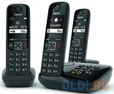  Р/Телефон Dect Gigaset AS690A Trio RUS черный (труб. в компл.:3шт) автооветчик АОН