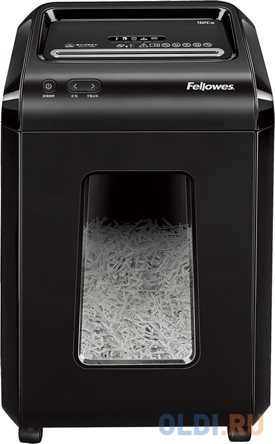 Шредеры Fellowes  ОЛДИ Шредер Fellowes Powershred 92Cs, DIN P-4, 4х38 мм, 18 лст., 25 лтр., SafeSense