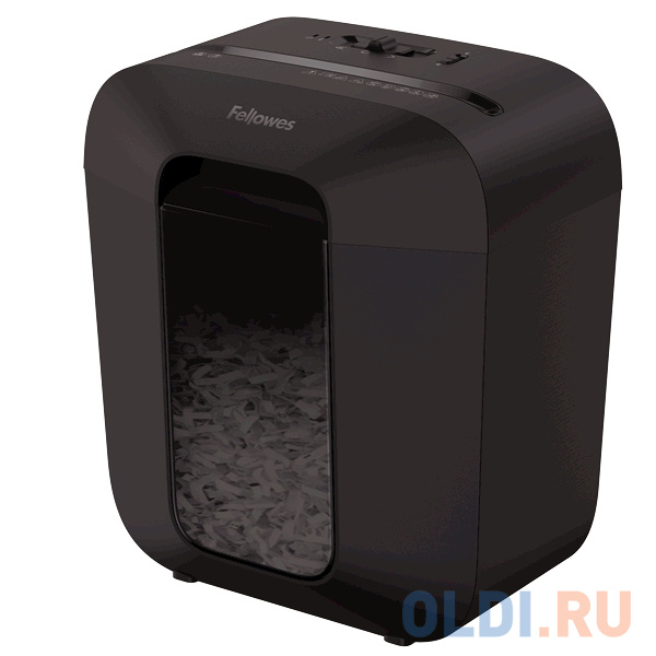 Шредеры Fellowes  ОЛДИ Шредер Fellowes PowerShred LX25 черный (секр.P-4)/перекрестный/6лист./11.5лтр./скрепки/скобы/пл.карты