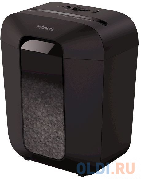 Шредеры Fellowes Шредер Fellowes PowerShred LX50 черный (секр.P-4)/перекрестный/9лист./17лтр./скрепки/скобы/пл.карты