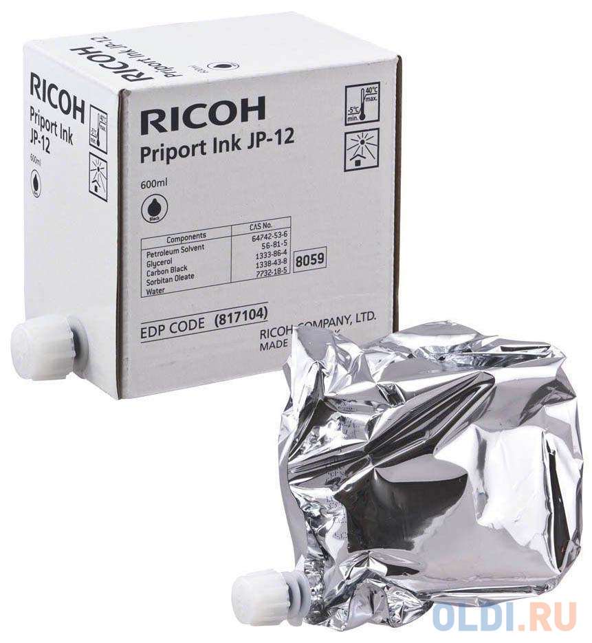 Картриджи для копировальной техники Ricoh  ОЛДИ Чернила для дупликатора RICOH тип JP12 Priport JP 3000/1210/1250/1215/1255/DX3240/3440/3243/3443/DD3344/3324 черный (817