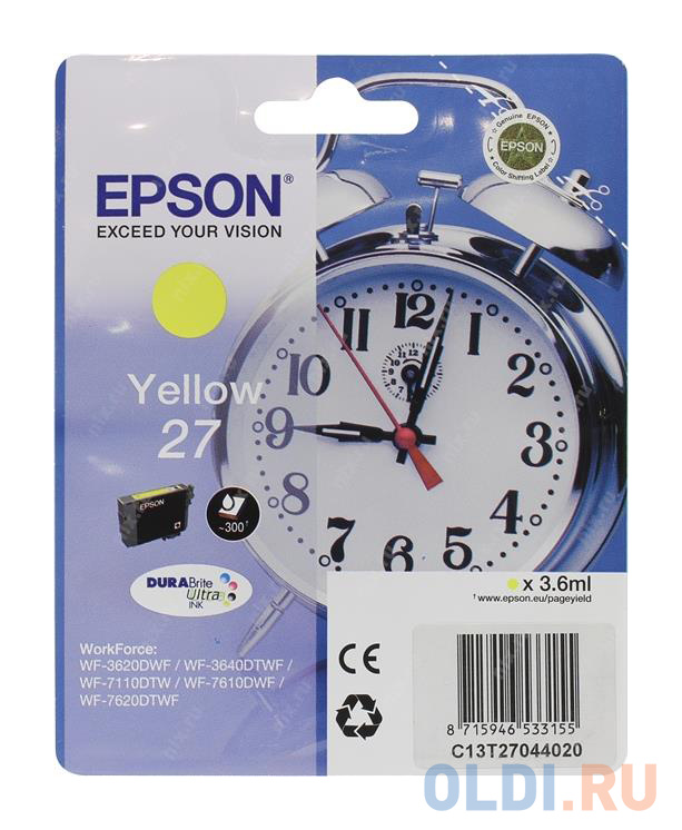 Картридж Epson C13T27044020 350стр Желтый