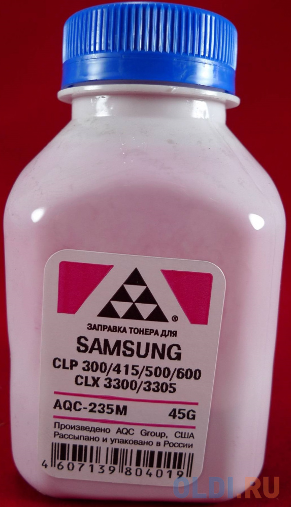 Тонер SAMSUNG CLP 300/315/320/325/360/415/500/510/600/610/660/CLX3300/3305 Magenta (фл. 45г) AQC-США фас.Россия