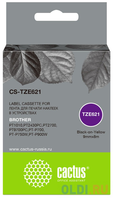 Картридж ленточный Cactus CS-TZE621 черный для Brother 1010/1280/1280VP/2700VP