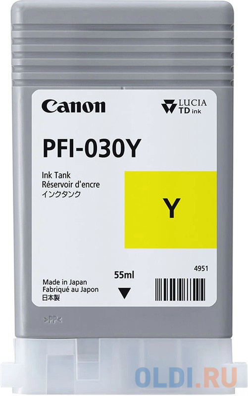 Картридж струйный Canon PFI-030Y 3492C001АА желтый (55мл) для Canon imagePROGRAF TA-20, TA-30, TM-240, TM-340.