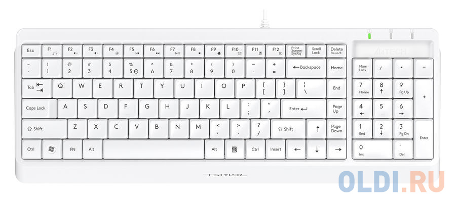 Клавиатура проводная A4TECH Fstyler FK15 USB белый