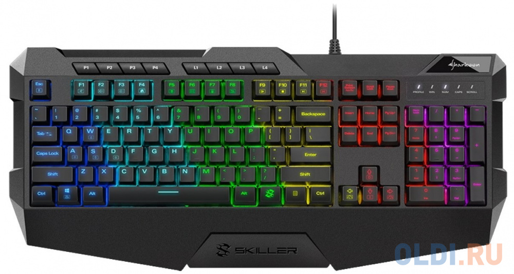 Игровая клавиатура Sharkoon Skiller SGK4 (резиновые колпачки, RGB подсветка, USB)