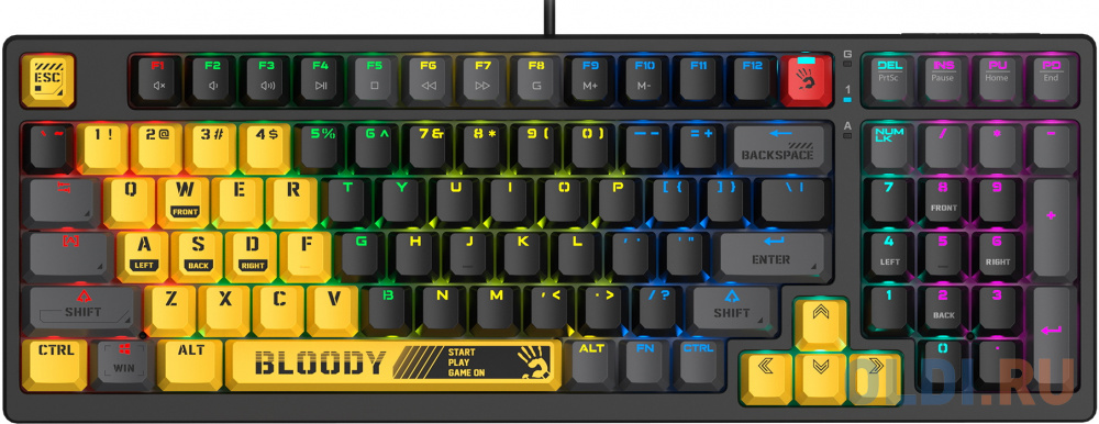 Клавиатура A4Tech Bloody S98 механическая желтый/серый USB for gamer LED (SPORTS LIME)