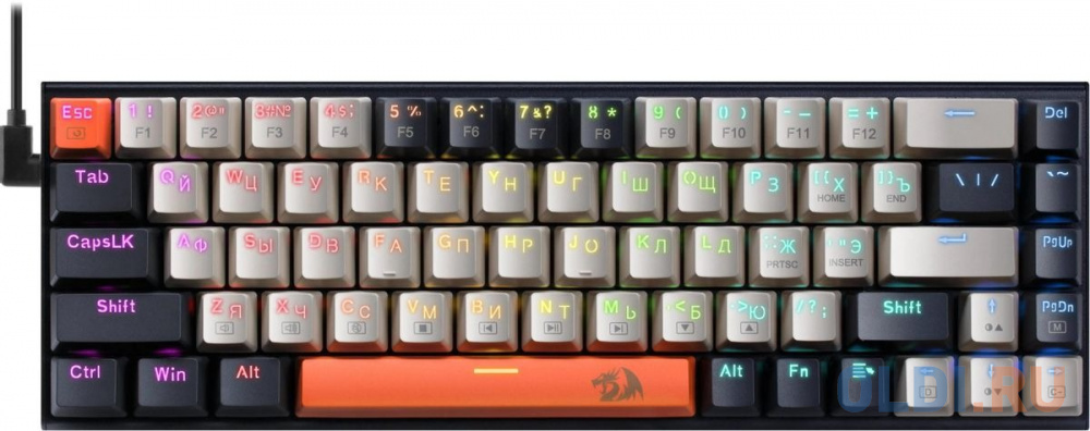 Клавиатуры Defender  ОЛДИ Игровая клавиатура REDRAGON RYZE чёрная (USB, OUTEMU RED, 68 кл., LED подсветка)