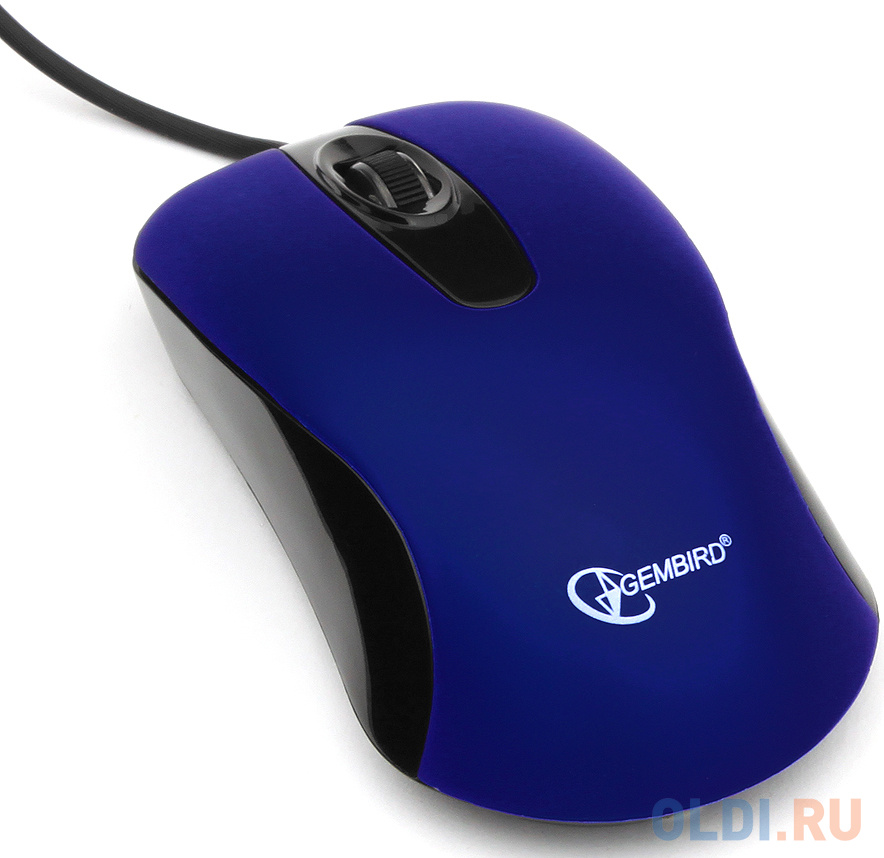 Мышь Gembird MOP-400-B, USB, темно-синий, бесшумный клик, soft-touch, 2кн., 1000DPI, блистер