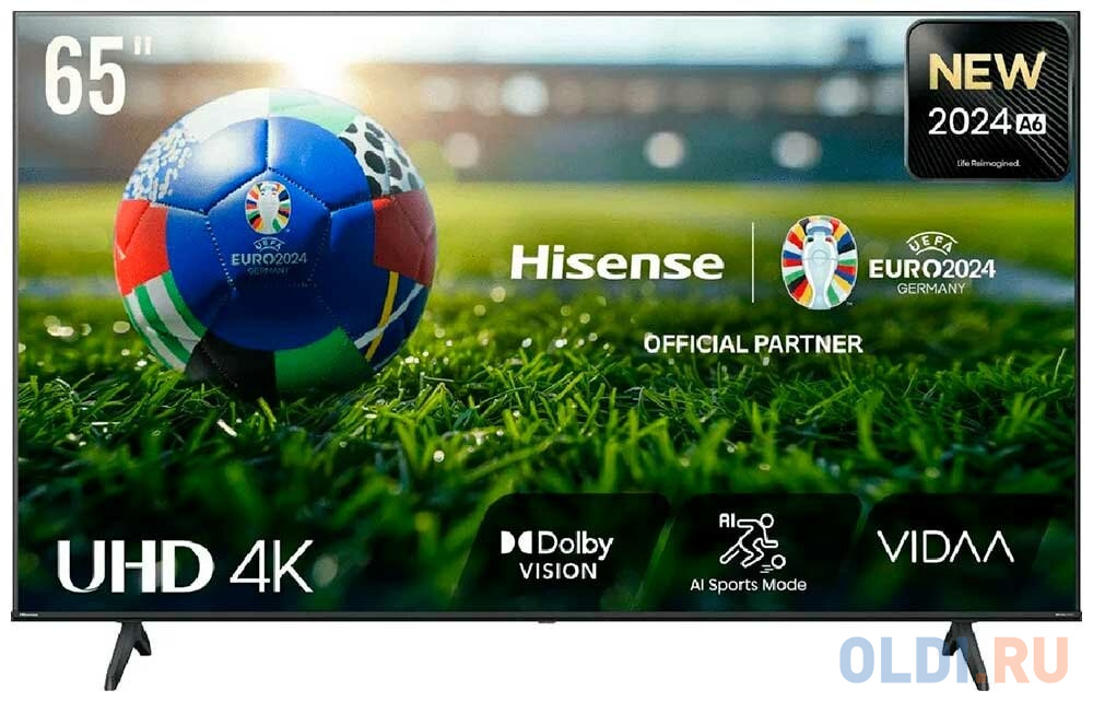 Телевизоры Hisense  ОЛДИ Телевизор ЖК 65'' Hisense/ 65", Ultra HD, Smart TV (ОС VIDAA U6), Wi-Fi, PCI 1600, DVB-T2/T/C/S2/S, 2х10W, CI+(1.4), 3хHDMI, 2хUSB, Wor