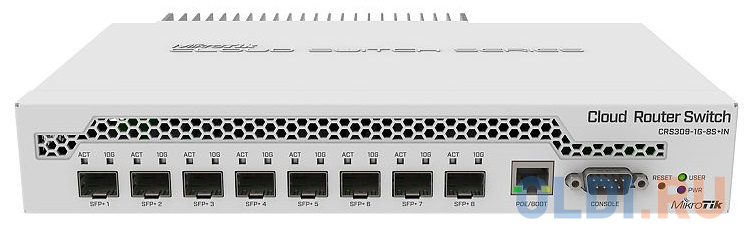 Коммутаторы MikroTik  ОЛДИ MikroTik CRS309-1G-8S+IN Коммутатор 8 SFP+, dual-core 800MHz CPU, 512MB RAM, POE, RS232 serial port