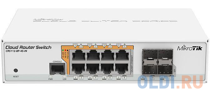 Коммутаторы MikroTik  ОЛДИ Коммутатор MikroTik CRS112-8P-4S-IN управляемый 8 портов 10/100/1000Mbps