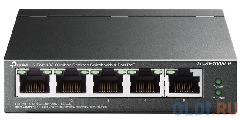 Коммутатор TP-Link TL-SF1005LP 5x100Mb 4PoE 41W неуправляемый