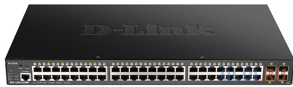   ОЛДИ Коммутатор D-Link DGS-1250-52XMP/A1A 48G 4SFP+ 48PoE+ 370W настраиваемый