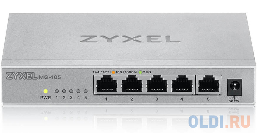 Zyxel MG-105 multi-gigabit switch, 5x1 / 2.5GE, desktop, silent