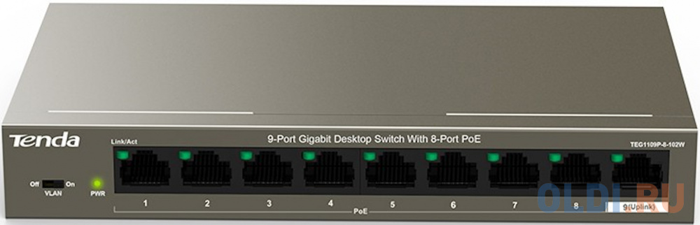 Коммутатор 9PORT 10/100/1000M POE TEG1109P-8-102W TENDA