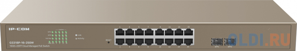 Коммутатор 16GE/2SFP POE MANAGED G3318P-16-250W IP-COM