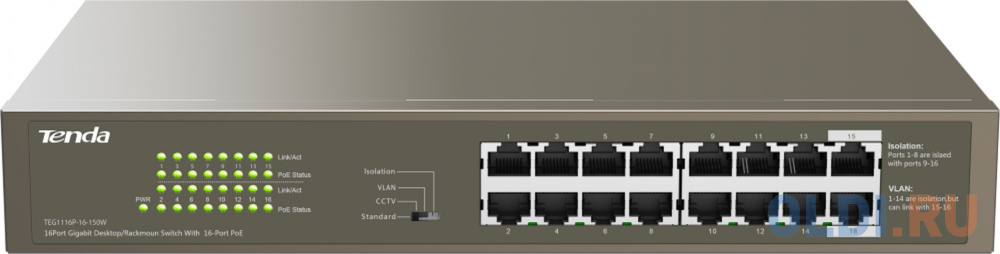 Коммутатор 16PORT TEG1116P-16-150W  TENDA