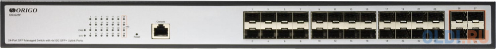 Managed L3 Switch 24x1000Base-X SFP, 4x10GBase-X SFP+, RJ45 Console, 19" w/brackets