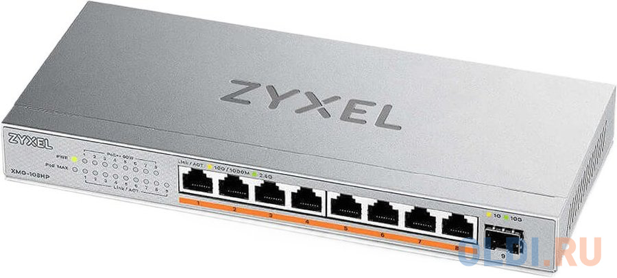 Коммутатор Zyxel XMG-108HP-EU0101F 8x2.5Гбит/с 1SFP+ 8PoE++ 100W неуправляемый