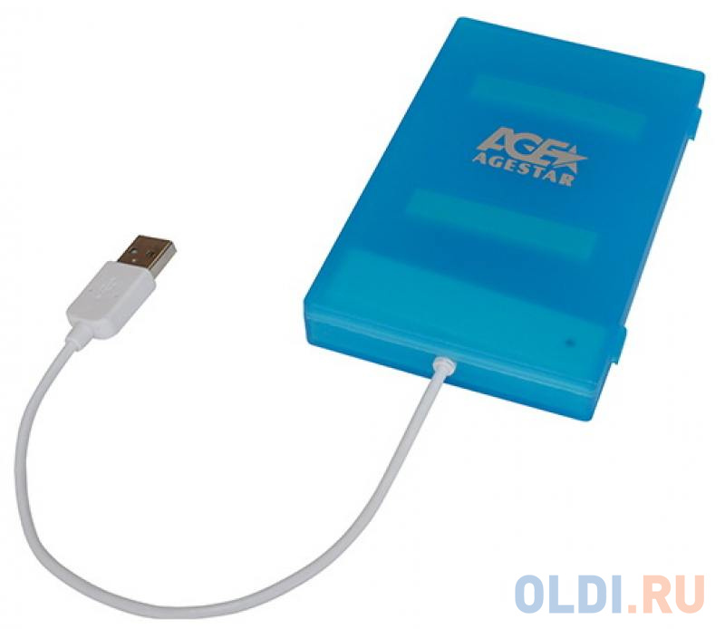 Внешний контейнер для HDD/SSD 2.5" SATA AgeStar SUBCP1 (BLUE) USB2.0 синий безвинтовая конструкция