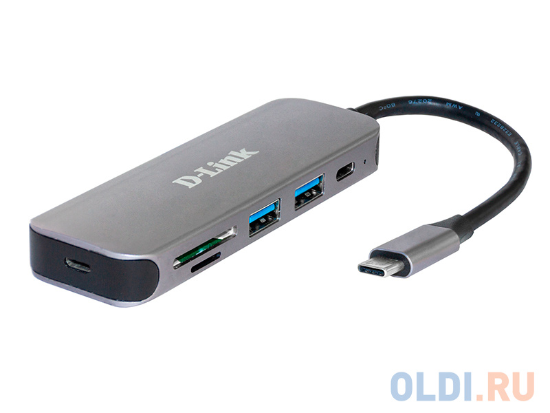 Концентратор USB Type-C D-Link DUB-2325/A1A 2 х USB 3.0 USB Type-C microSD SD серый