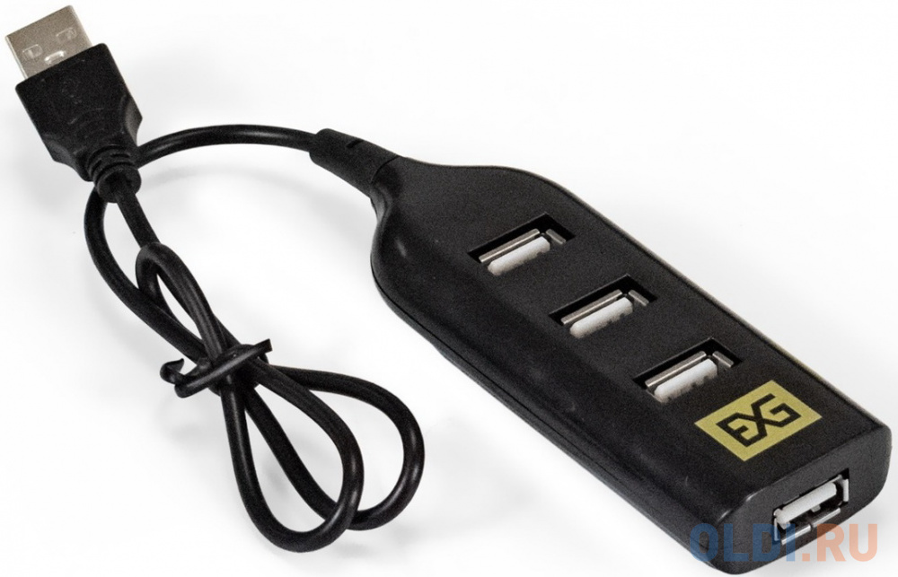 USB-Хаб (концентратор) 4-в-1 ExeGate DUB-42 (кабель-адаптер USB2.0 --> 4xUSB2.0, Plug&Play, черный)