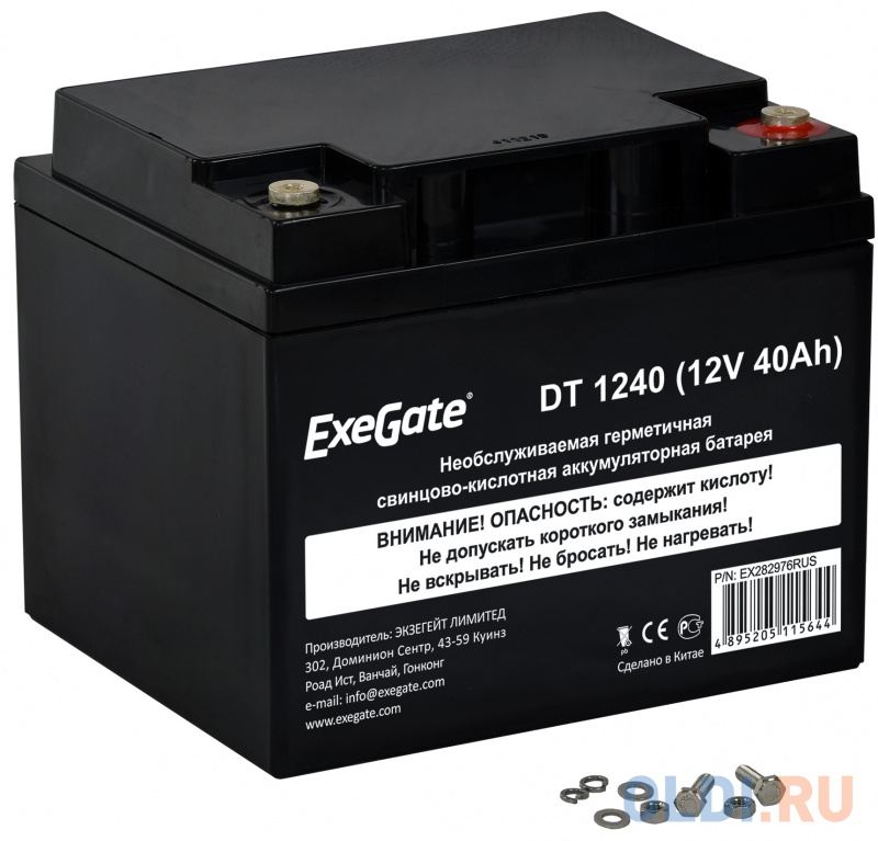 Exegate EX282976RUS Exegate EX282976RUS Аккумуляторная батарея ExeGate DT 1240 (12V 40Ah), клеммы под болт М5