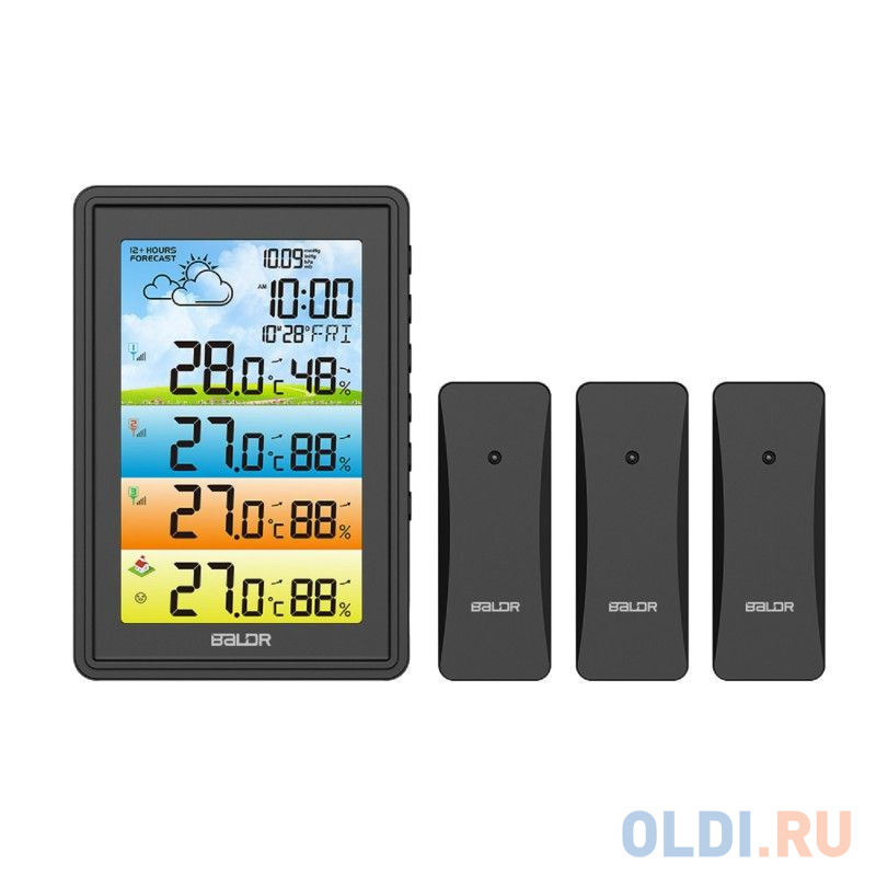 BALDR B0360WST4H4PR-BLACK беспроводная метеостанция с тремя внешними датчиками, черный