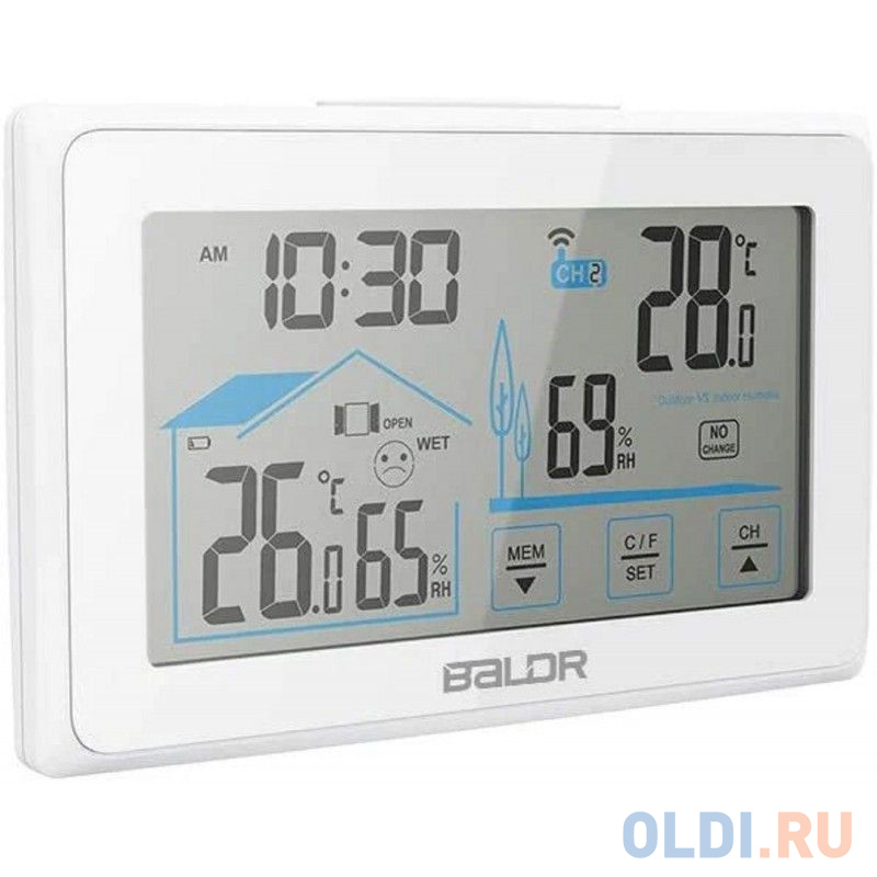 Погодные станции  ОЛДИ BALDR B0340ST2H2-WHITE Беспроводная Метеостанция с индикатором открытия/закрытия окна, белый