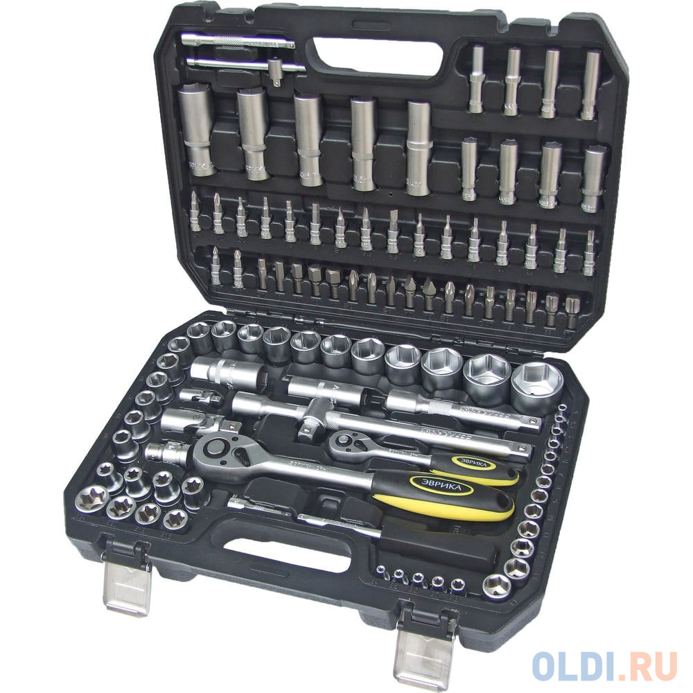 ЭВРИКА Набор торцевых головок 1*4"&1*2"DR 6-гранный 108 предметов ER-80108