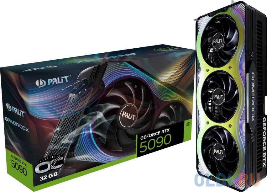 Видеокарты Palit  ОЛДИ Видеокарта Palit PCI-E 5.0 RTX5090 GAMEROCK OC NVIDIA GeForce RTX 5090 32Gb 512bit GDDR7 2017/28000 HDMIx1 DPx3 HDCP Ret