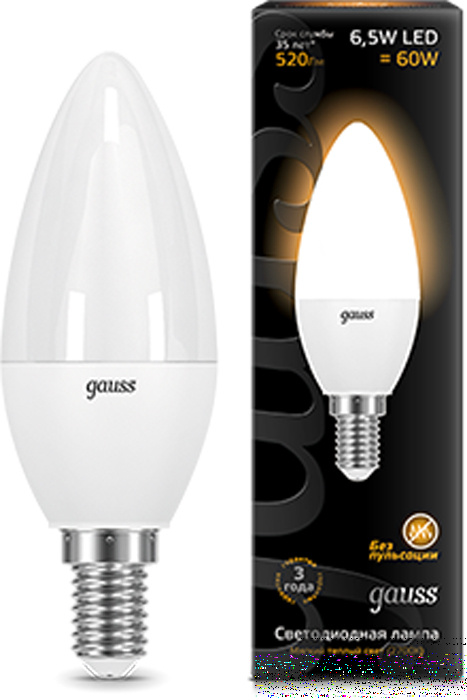 Лампа светодиодная GAUSS 103101107  LED Candle E14 6.5W 3000К