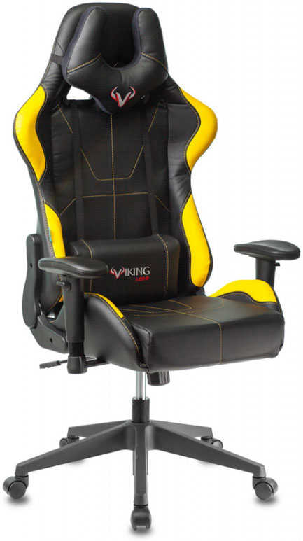 Кресла для геймеров Бюрократ Кресло игровое Бюрократ VIKING 5 AERO YELLOW черный/желтый искусственная кожа