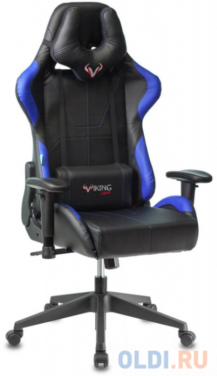   ОЛДИ Кресло игровое Бюрократ VIKING 5 AERO BLUE черный/синий искусственная кожа