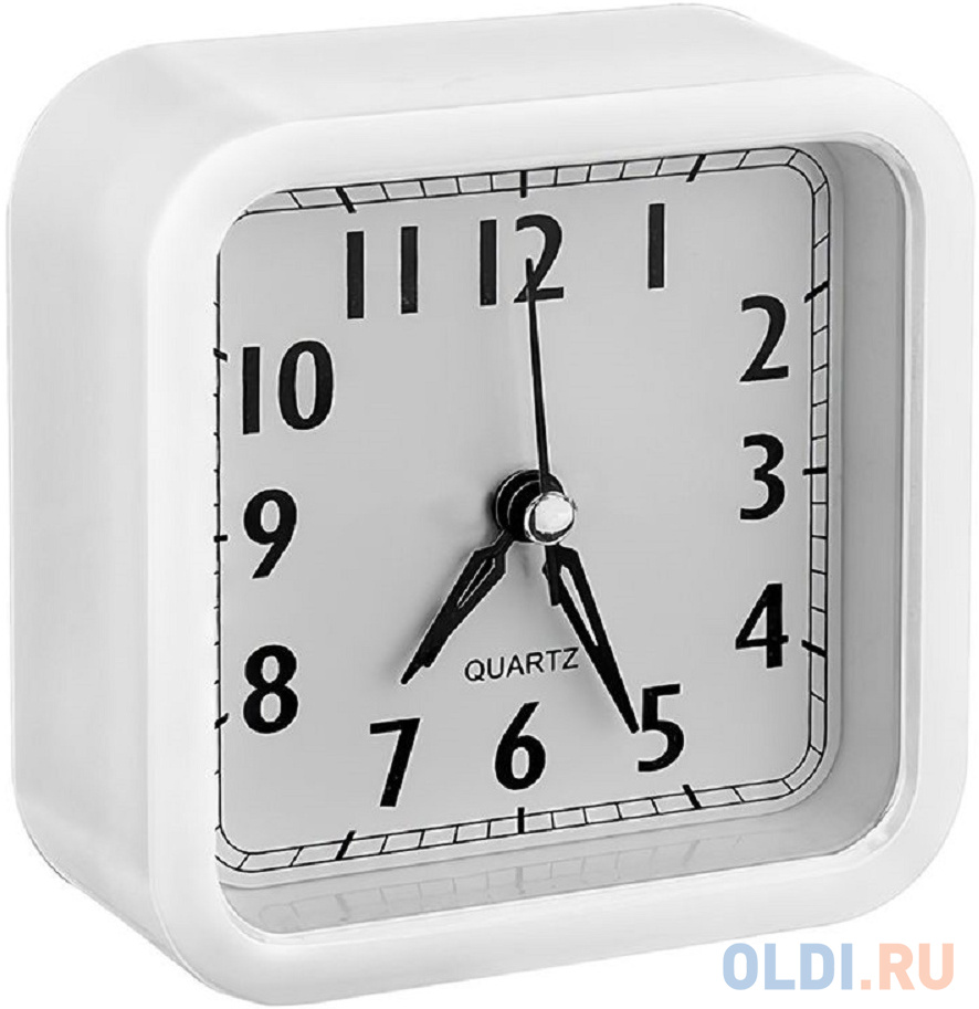 Perfeo Quartz часы-будильник "PF-TC-019", квадратные 10*10 см, белые