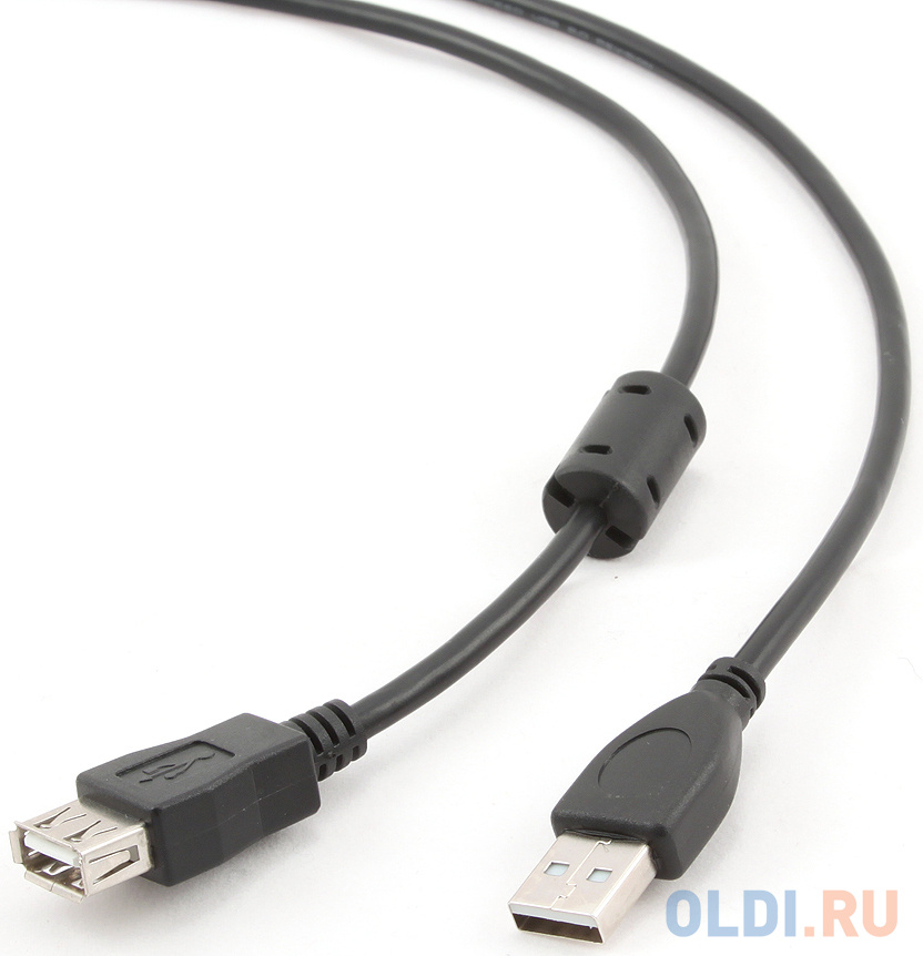 Bion Кабель удлинительный USB 2.0 A-A (m-f), позолоченные контакты, ферритовые кольца, 1.8м, черный [BXP-CCF-USB2-AMAF-018]