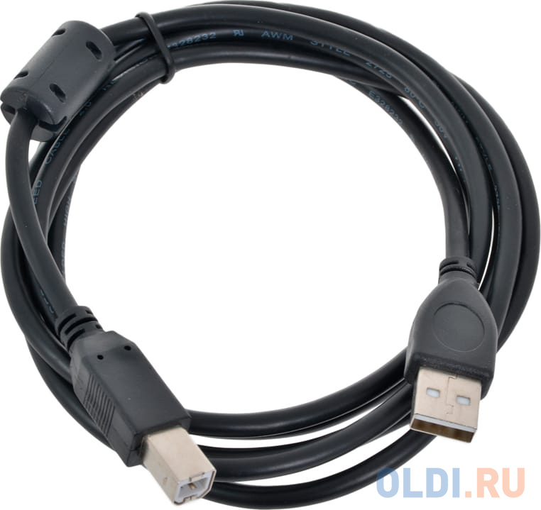 Кабель USB 2.0 AM/BM 1.8м Pro Gembird, феррит.кольцо,  черный, пакет CCF-USB2-AMBM-6