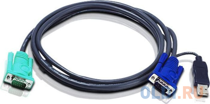 Кабель для KVM Aten Кабель ATEN KVM Cable 2L-5202U Кабель для KVM: USB(Am)+DB15(m) (PC) -на- SPHD15(m) (KVM),1.8м