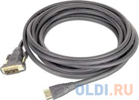 Кабель HDMI - DVI 19M/19M Single Link Gembird\\Cabelexpert 1.8м, черный, позол.разъемы, экран, пакет CC-HDMI-DVI-6