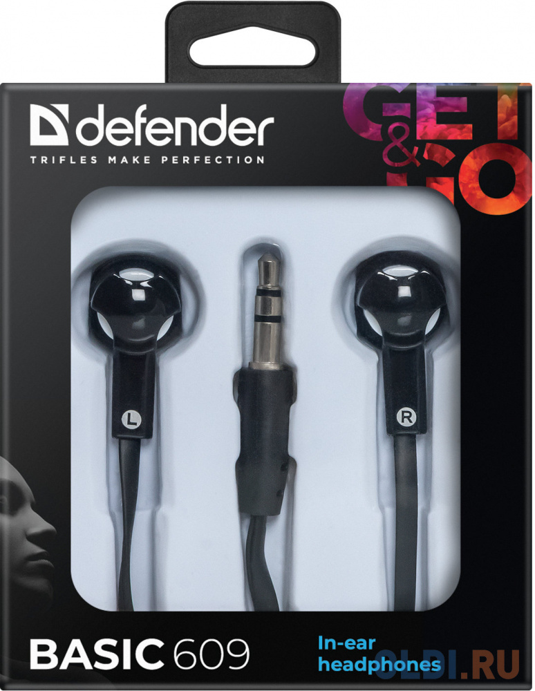   ОЛДИ Наушники Defender Basic-609 black+white кабель 1,1 м