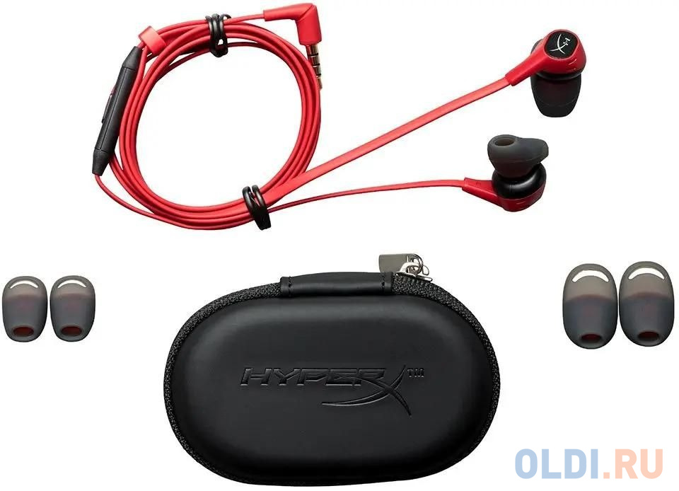 Игровая гарнитура HyperX Cloud Earbuds (вкладыши, 3.5mm jack, 14 мм, сменные амбушюры, 4P5J5AA/HX-HSCEB-RD)