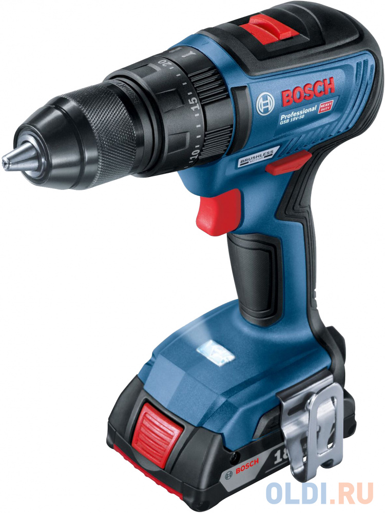 Акк. шуруповерт BOSCH GSB 18V-50 (06019H5120)  ударный, 2х2.0Ач, в кейсе