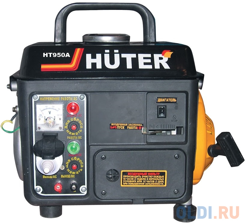 Генераторы Huter  ОЛДИ Бензоэлектростанция HUTER HT950A  0,65кВт 50Гц бак4.2л расх.534г/кВтч 20кг