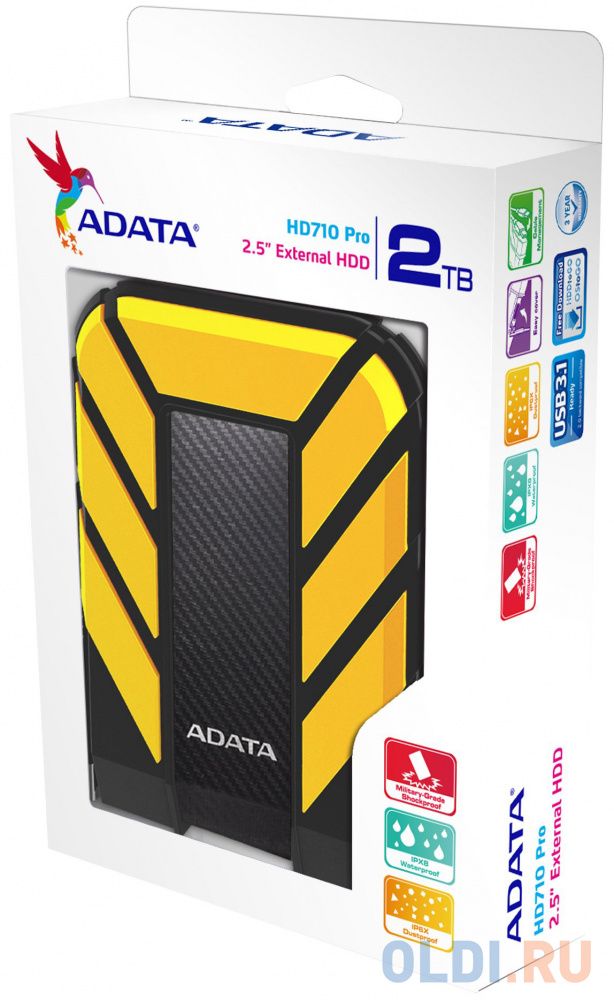 Внешний жесткий диск 2Tb Adata HD710P AHD710P-2TU31-CYL желтый (2.5" USB3.1)