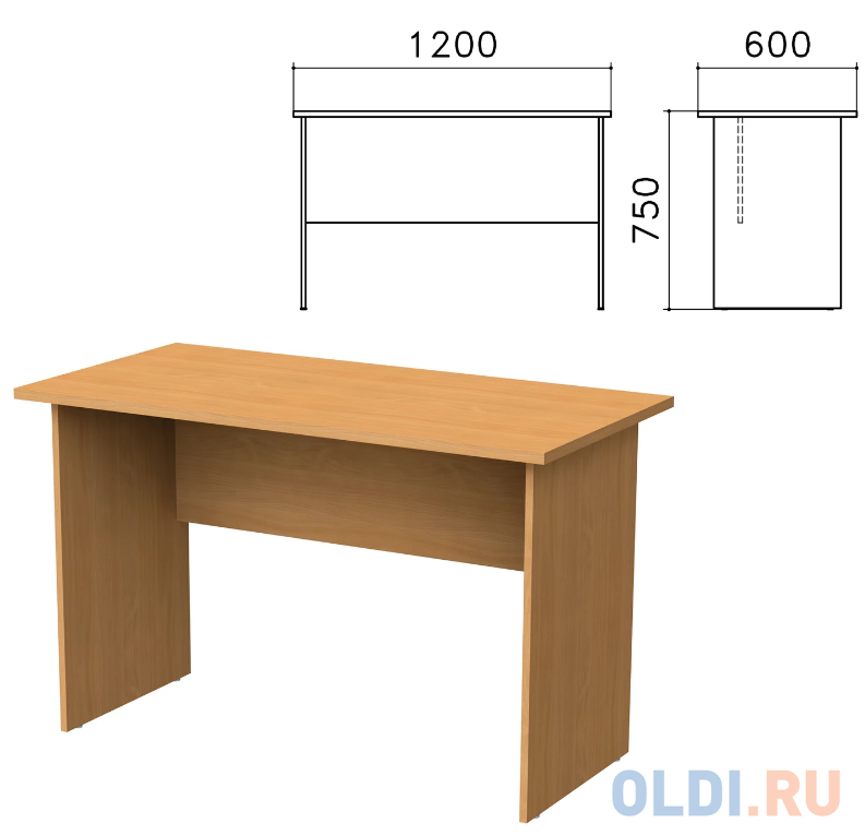 Столы и стойки Монолит  ОЛДИ Стол письменный "Монолит", 1200х600х750 мм, цвет бук бавария, СМ21.1