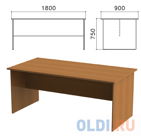 Столы и стойки Монолит  ОЛДИ Стол для переговоров "Монолит", 1800х900х750 мм, цвет орех гварнери, СМ18.3