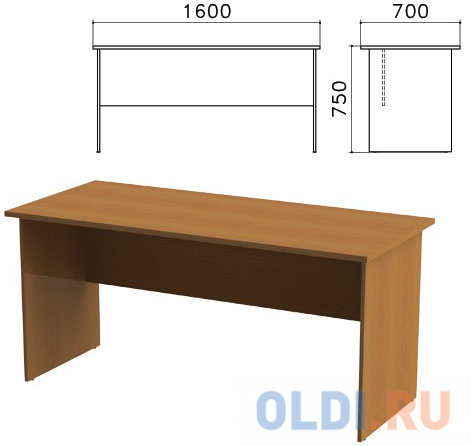 Стол письменный "Монолит", 1600х700х750 мм, цвет орех гварнери, СМ3.3